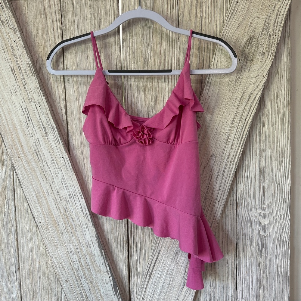 Urban Outfitters Pink Rose Asymmetrical Top